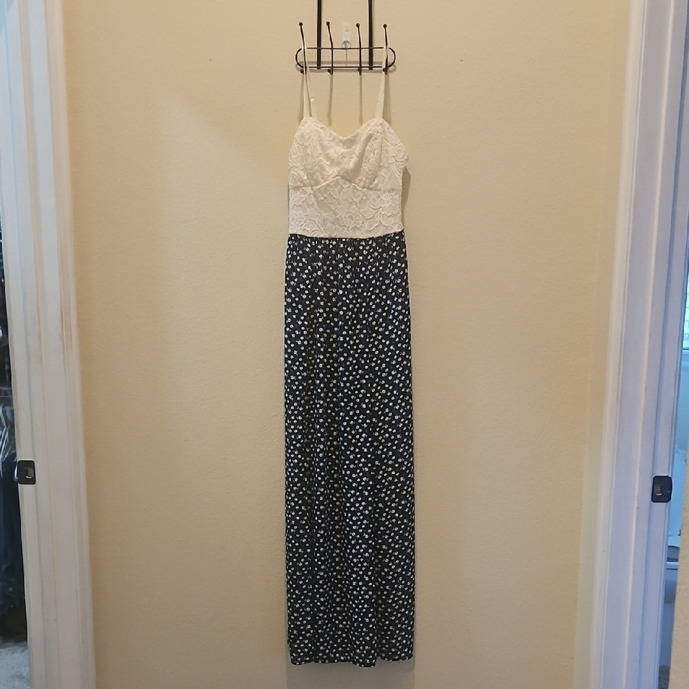 Candie's Cream and White Strapless Ruched Sundress